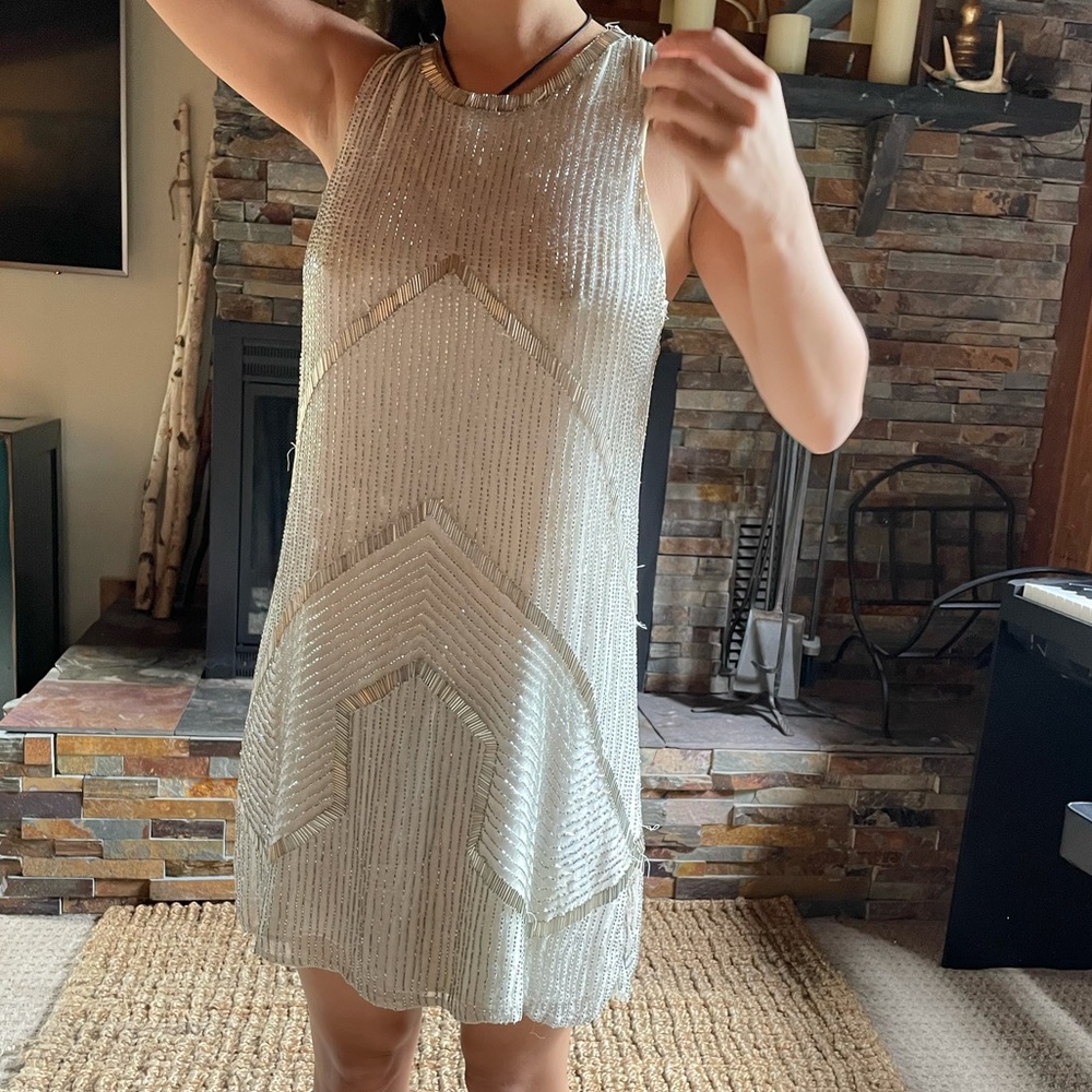 Parker silver beaded dress